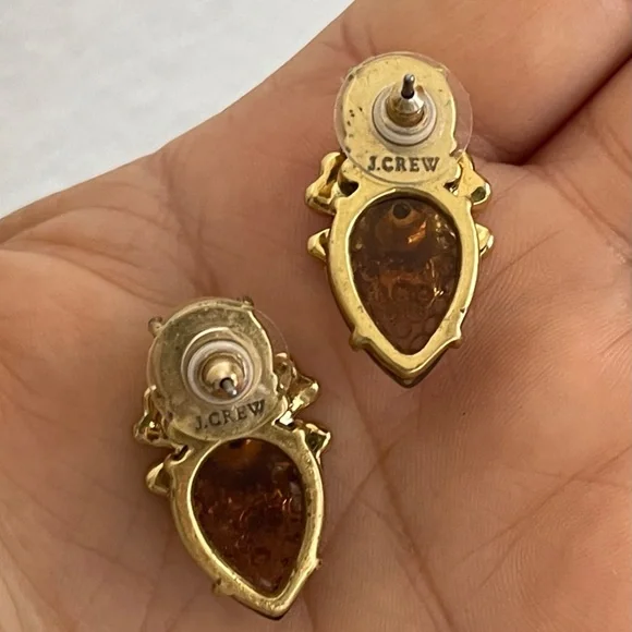 J. Crew molded plastic, rhinestone, enamel flower stud earrings - Picture 3 of 6